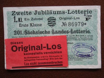 Lotterie Los Zehntel zur 201. Sächsische Landes Lotterie 1932, Erste Klasse, Sachsen