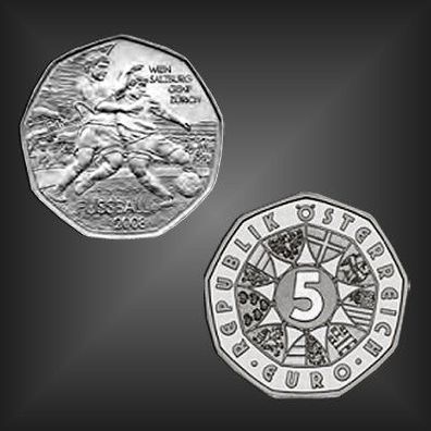 5 EURO Silbermünze "Fussball Dribbling" Österreich 2008