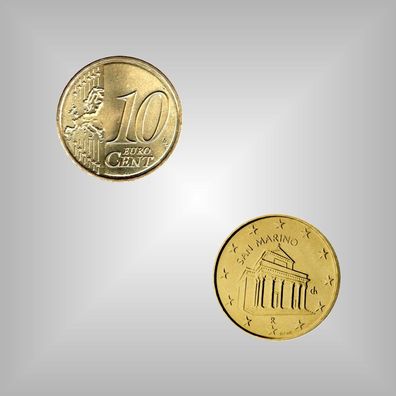Original 10 EURO - Cent Münze San Marino 2002