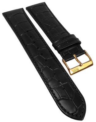 Hugo Boss | Uhrenarmband 22mm Leder schwarz Krokoprägung Naht | 1513179