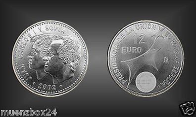 12 EURO Silbermünze "Präsidentschaft" Spanien 2002