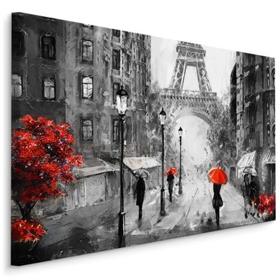 CANVAS Leinwandbild XXL Wandbilder Paris STRAßE Bäume Menschen 1212
