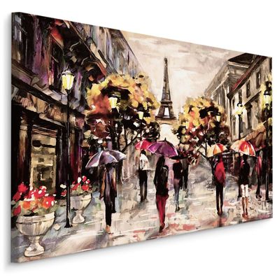 CANVAS Leinwandbild XXL Wandbilder Menschen bunte Regenschirme PARIS 1216
