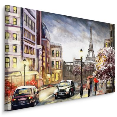 CANVAS Leinwandbild XXL Wandbilder Kunstdruck PARIS Gebäude Fahrzeuge 3D 1218