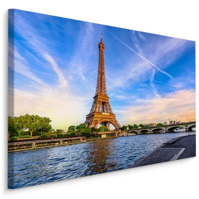 CANVAS Leinwandbild XXL Wandbilder Flur Panorama PARIS Sekwana 3D 1219