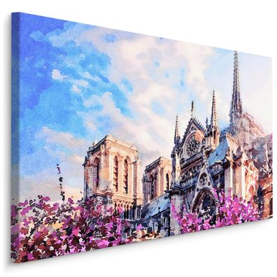 CANVAS Leinwandbild XXL Wandbilder Kathedrale Notre Dame Paris 1230