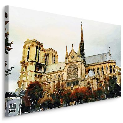 CANVAS Leinwandbild XXL Wandbilder Flur Kathedrale Paris Frankreich 1232