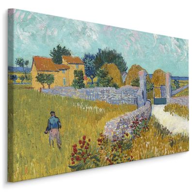 CANVAS Leinwandbild XXL Wandbilder Van Gogh Dorfhaus in Provence 3D 1247
