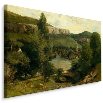 CANVAS Leinwandbild XXL Ansicht Ornans Gustave Courbet Gemälde 1259