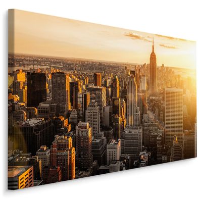 CANVAS Leinwandbild XXL Wandbilder Kunstdruck Sonnenuntergang in New York 217