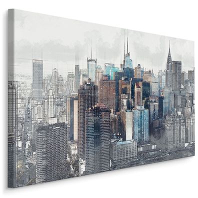 CANVAS Leinwandbild XXL Wandbilder Kunstdruck Panorama von New York 218
