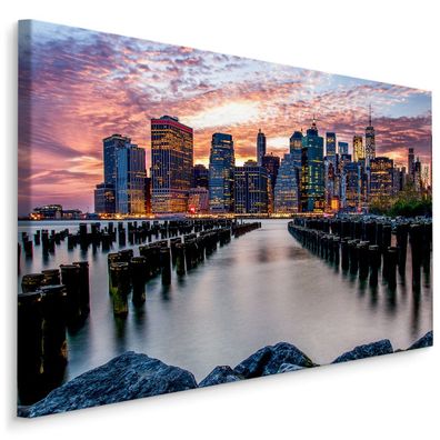 CANVAS Leinwandbild XXL Wandbilder Kunstdruck New York City Panorama 219
