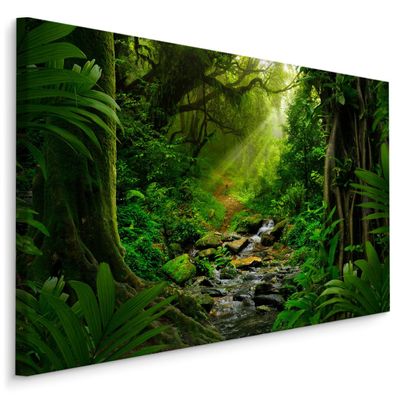 CANVAS Leinwandbild XXL Wandbilder Regenwald tropische Pflanzen 3D 1330
