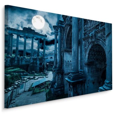 CANVAS Leinwandbild XXL Wandbilder Forum Romanum bei Nacht Rom 3D 1370