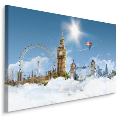 CANVAS Leinwandbild XXL Wandbilder LONDON in den Wolken Dekor 3D 1380