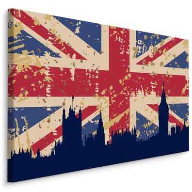 CANVAS Leinwandbild XXL Wandbilder Flagge Groß Britanien London Dekor 1381
