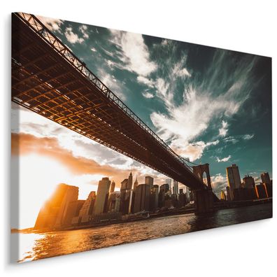 CANVAS Leinwandbild XXL Wandbilder Kunstdruck Sonnenuntergang in New York 229