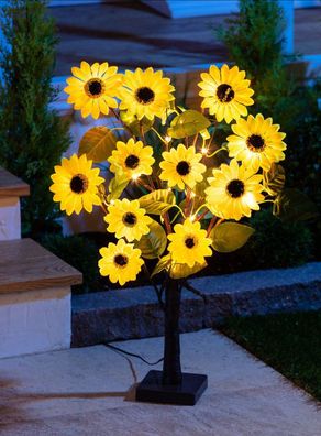 Solar Baum mit Sonnenblumen - Höhe ca. 60 cm - Garten Solar Leuchte Lampe