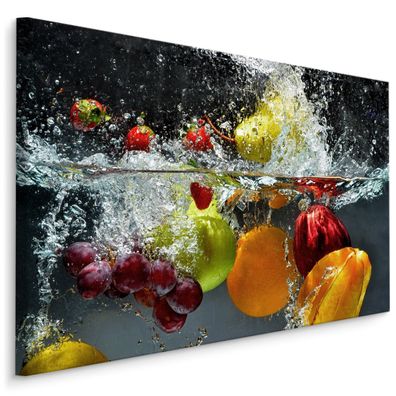 CANVAS Leinwandbild XXL Wandbilder frische Sommer Früchte Wasser 711