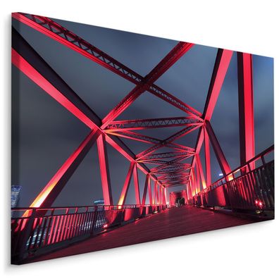 CANVAS Leinwandbild XXL Wandbilder Kunstdruck Brücke in der Nacht 162