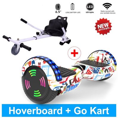 6,5 zoll Hoverboard Scooter mit Bluetooth beleuchtenden Rädern + Hoverkart 700W