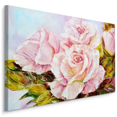 CANVAS Leinwandbild XXL Wandbilder Schlafzimmer BLUMEN Rosen wie gemalt 1419