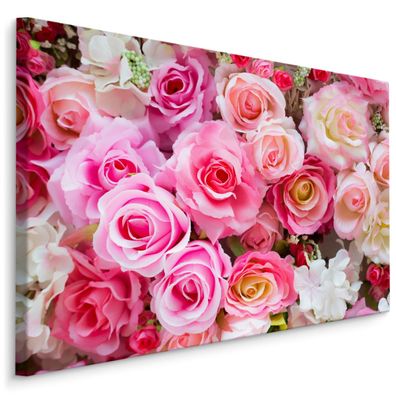 CANVAS Leinwandbild XXL Wandbilder Schlafzimmer bunte ROSEN Blumen 3D 1431