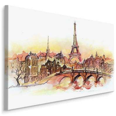 CANVAS Leinwandbild XXL Wandbilder Kunstdruck Paris als gemalt 234
