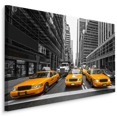 CANVAS Leinwandbild XXL Wandbilder Küche gelbe Taxi NEW YORK 3D 1491