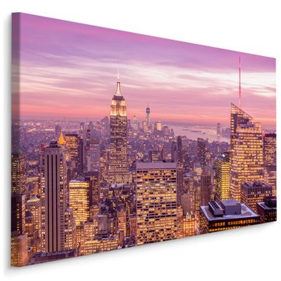 CANVAS Leinwandbild XXL Wandbilder Schlafzimmer Panorama New York 3D 1504