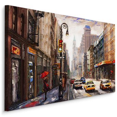 CANVAS Leinwandbild XXL Wandbilder Kunstdruck Straße New York Ansicht 3D 1507