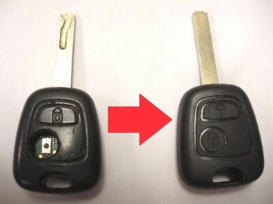 Citroen Peugeot PSA Schlüsselreparatur Gehäuse und Batterie Programm