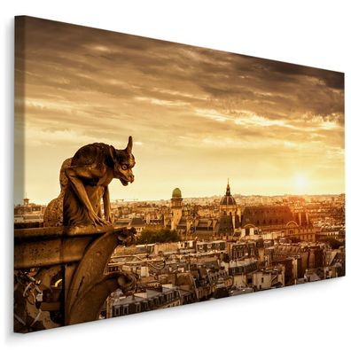 CANVAS Leinwandbild XXL Wandbilder Kunstdruck Sonnenuntergang in Paris 241