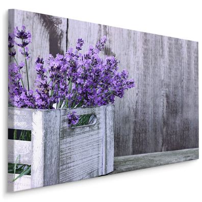 CANVAS Leinwandbild XXL Wandbilder Kunstdruck Lavendel in Holz Box 1594