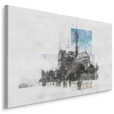 CANVAS Leinwandbild XXL Wandbilder Kunstdruck Kathedrale Notre Dame Paris 250