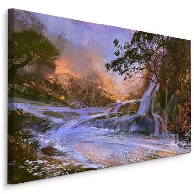 CANVAS Leinwandbild XXL Wandbilder Wasserfall Gemälde Dekor 3D 1640