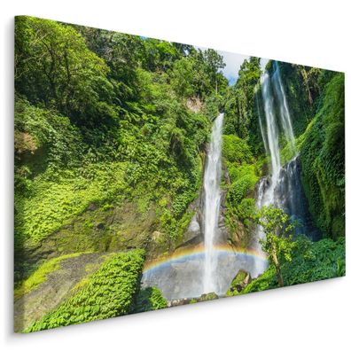 CANVAS Leinwandbild XXL Wandbilder Wasserfall Tropenwald Land 3D 1675