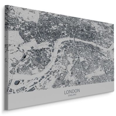 CANVAS Leinwandbild XXL Wandbilder Kunstdruck Karte von London 258