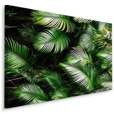 CANVAS Leinwandbild XXL Wandbilder Schlafzimmer Blätter Palmen Natur 3D 1694