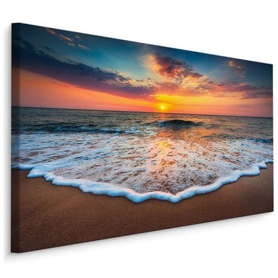 CANVAS Leinwandbild XXL Wandbilder Kunstdruck Sonnenuntergang am Meer 116