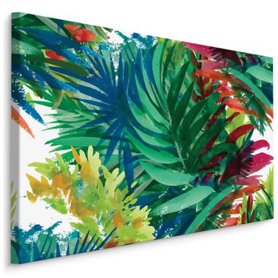 CANVAS Leinwandbild XXL Wandbilder bunte tropische Blätter NATUR 3D 1700