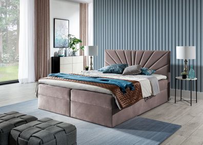 Boxspringbett Schlafzimmerbett Carerra 140x200cm Altrosa