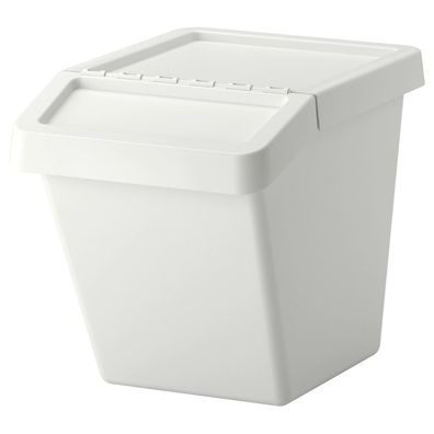 Ikea Sortera Abfalleimer mit Deckel Funktionskorb Abfalltrennung Abfall weiß 60L