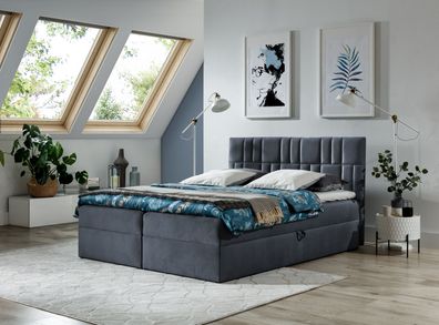 Boxspringbett Schlafzimmerbett CORTEZ 180x200cm Anthrazit