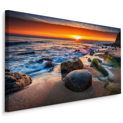 CANVAS Leinwandbild XXL Wandbilder Kunstdruck Sonnenaufgang über dem Meer 118