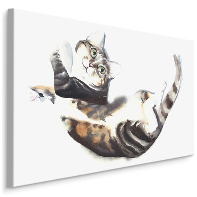 CANVAS Leinwandbild XXL Wandbilder Kunstdruck Katze mit Aquarell gemalt 318