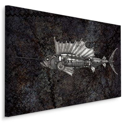 CANVAS Leinwandbild XXL Wandbilder Segelfisch im Steampunk-Stil 320