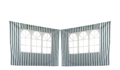 Seitenteile für Alu Faltpavillon 3 m Pavillon 2er Set Grün - Weiß Polyester