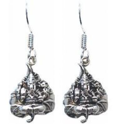 Ohrhänger "Ganesha auf Bodhiblatt" 925 Sterling Silber 4,2 g Ohrring Ohrstecker