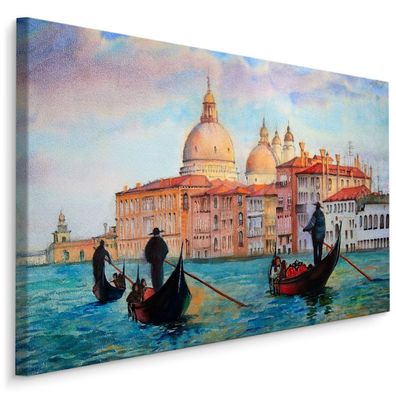 CANVAS Leinwandbild XXL Wandbilder Boote Wasser Italien Venedig 399